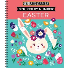 (영문도서) Brain Games - Sticker by Number: Easter Spiral, Publications International,..., English, 9781645589297