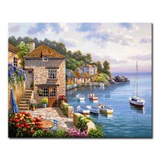 DIY캔버스페인팅 명화그리기 액자 그림 세트 유화 - 풍경 40x50, L16_어느 멋진 날, 1개