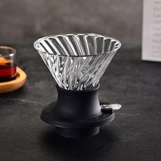 해피유통 고급 유리 드립 커피 필터 핸드 드립 커피 메이커 세트 가정용 사무실용, 스마트컵 + 나선형 필터컵(투명)