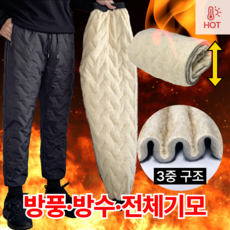 [조거형] 핏노블 남자 겨울 패딩바지 밴딩 방한 기모 팬츠, 그레이