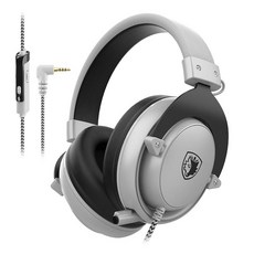 SADES MPOWER PS4 PC 모바일용 스테레오 게이밍 헤드셋 노이즈 캔슬링 오버 이어 헤드폰 접이식 및 유연한 마이크 및 노트북용 부드러운 메모리 귀마개 포함 -, Grey