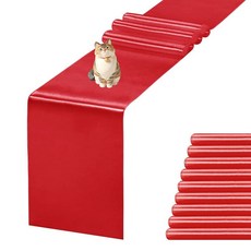 JEVIX 5팩 테이블 러너 30.5 x 274.3cm(12 x 108인치) 실크 테이블 러너 파티 결혼식 생일 연회 장식용(실버), 10, 레드