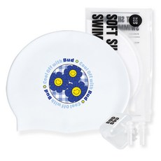 버드버드 실리콘 수모 해피 데이지 수영모자 2컬러, 1개, 블루