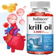 남극 크릴오일 캡슐 2000mg - 고농도 오메가-3 함유 이중강도 EPA/DHA 아스타잔틴 함유로 영양공급에 도움, 3개, 120회분
