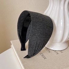 針織加寬髮箍 壓髮頭箍 防滑包髮帶 洗臉髮圈, 1個, 針織髮箍【灰色】