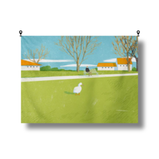 해룸 대형 패브릭 포스터 두꺼비집 가리개 페브릭 태피스트리 가림천 아트 행잉 초대형, 33.한가로운 오리