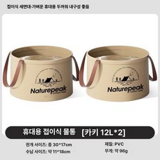 휴대용 접이식 물통 캠핑 세면대 여행용 세탁 세면기, 투명 특대형 12L 2개 세트 A