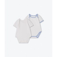 무신사 스탠다드 MUSINSA STANDARD KIDS 베이비 링거 반소매 반팔 바디수트 2팩 [화이트/화이트 파스텔 블루] MKEUT0Z04-85 418441
