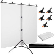 升級加粗鋁合金 自由伸縮 攝影棚 拍照背景布 背景墻 商品拍攝 拍照道具 伸縮支架, 1個, T型背景架＿白布（支架+收納袋+大力夾）