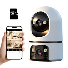RUN기술 홈 실내용 회전형 CCTV 감시 카메라 32G 휴대용, 듀카메라