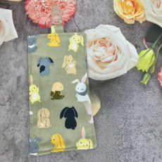 夾式手帕 附夾手帕 手帕夾 隨身 幼兒園手帕 幼稚園 手帕巾 兒童小手帕 擦手巾 手帕 汗巾 口水巾 手帕防掉夾 純棉, 1個, 兔子-灰-純棉