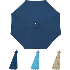 D&ONEHOS 10피트 8 리브 파티오 우산 교체 캐노피 전용, Navy Blue, 10ft-8 ribs(EACH