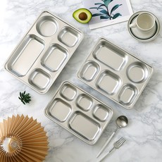 플라라 다이어트 식판 성인 어린이집 스텐 깊은 간식, 라지 5구, 1개, 라지 5구