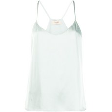 트윈셋 로고 장식 새틴 탑