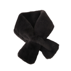 柔軟仿毛絨交叉圍巾，時尚保暖頸部配件，多色可選，冬季必備, 黑色, 1個