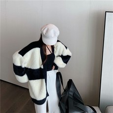 가을겨울 스웨터 여성 모조 밍크 벨벳 니트 카디건 코트