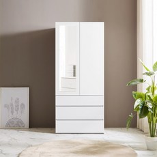 NEW 솜씨방 로아 LPM 터치 800 거울 서랍옷장, 화이트, 로아 터치 800 거울 서랍옷장