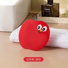 蘋果造型吸盤搓澡刷，省力不傷身，強力搓泥神器, 紅色（細砂）, 1個