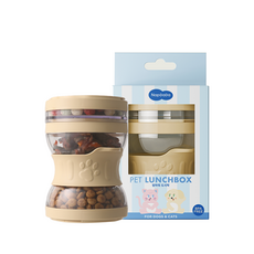 냅다다 맘마줘도시락 강아지 휴대용 3단 간식통, 1개, 머스터드