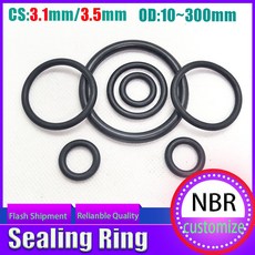 고무패킹 고무링 세트 NBR CS3.1/3.5mm 고무 O링 고압 수리 키트 밀봉 탄성 밴드 외경 10-300mm, [67] OD49mm(40pcs), [01] 3.1mm