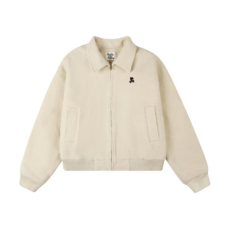 Rest RR clottyteam 翻領毛呢外套女 寬鬆刺繡夾棉短款夾克 韓國潮牌