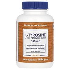The Vitamin Shoppe L-Tyrosine 500mg Capsule 비타민숍 L-티로신 500mg 캡슐, 5개, 100정
