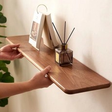 北美黑胡桃色實木墻上實木置物架擱板客廳臥室壁掛墻面一字擱板, 白色簡約款,(圓角防撞)20cm/30cm