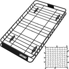 LWTURMRT 64 x 39 인치 범용 300LB 헤비 듀티 루프 랙 화물 카고 네트 SUV 트럭 또는 RV 캠핑용 카탑 러기지 홀더 바구니