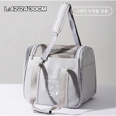 HN - 양면 오픈 바람이 통하다 고양이 가방 손에 들 수 있다 크로스 가능 고양이이동장, 1개, 회색