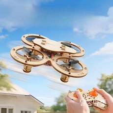 나무 DIY 드론 무선조종 조립 쿼드콥터 RC 항공기, 1개, 나무 DIY 쿼드콥터+리모컨
