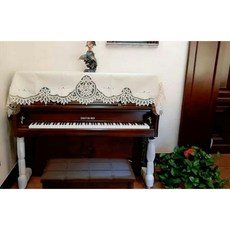 布蕾絲鋼琴巾復古型窗，蕾絲鋼琴裝飾巾，鋼琴防塵保護套，古典鋼琴配件，窗型鋼琴罩, 1個