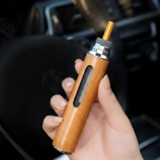 차량용 담뱃재 냄새 차단 휴대용 담배 재떨이 연초 파이프 홀더, 1개, 내추럴 나무