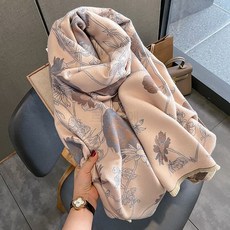 루미에뜨 빅 숄 가을겨울 머플러 여성 겸용 아우터 선물 빈티지 플라워 양면 베이직 두꺼운 인조양모 보온