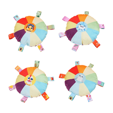 狗狗玩具鈴鐺發聲毛絨飛盤，色彩繽紛柔軟材質，潔牙磨牙，互動飛盤玩具, 隨機色, 3個