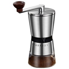 POMTOR 커피그라인더 원두그라인더 수동커피그라인더, 1개, 스테인리스, 185ml