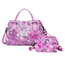 NWLR 여행용 더플 백 위켄더 오버나이트 체육관 토트백 건식 및 습식 분리 포켓 포함 여성용 어깨 운동 더플백 방수 귀여운 고양이 드라이 포켓이 있는 트롤리 슬리브