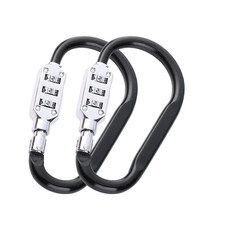 MyyYiTar 3자리 콤비네이션 잠금 장치가 내장된 대형 9.7cm(3.8인치) 카라비너 2개 - 내구성 있는 알루미늄 합금 매일 사용할 수 열쇠가 없는 보안(블랙) 347, 3.8" (2pcs), 블랙