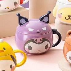 딜리고 쿠로미 입체 뚜껑 캐릭터 머그컵 캐릭터머그 예쁜머그잔 커플머그컵, 1개