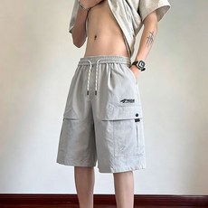 FEIZAI 男士工裝五分中褲 夏季新款潮牌休閒薄款速乾寬鬆透氣運動短褲
