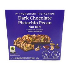 다크 초콜릿 피스타치오 피칸 너트 바 피스타치오 땅콩 및 피칸으로 제작 1회 제공량당 단백질 5g 7온스/200g - (1팩), 다크 초콜릿 피스타치오 피칸 너트 바 땅콩 및 피칸으로, 200g, 1개