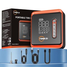 Keepup LED조명 타이어 팽창기 휴대용 에어펌프 공기압축기 최대 150PSI 자동차 바이크