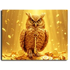 화야루이 보석십자수 캔버스형 DIY 세트 40 x 50 cm, 1세트, GR-810.황금 부엉이