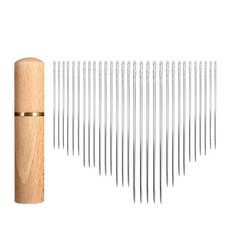 내일마켓 프리미엄 바늘 + 우드 보관통 세트 마이레더툴 다용도 재봉 수선 자동 실끼움, 1개, 내추럴 우드