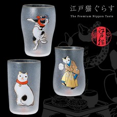 ADERIA 日本江戶貓啤酒杯禮盒 (3入) 霧面玻璃杯, 詳見包裝