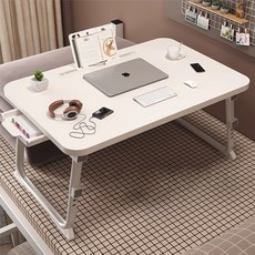 Shipshape 접이식 높낮이조절 서랍형 독서대 책상 노트북 베드테이블 침대테이블, 펄화이트