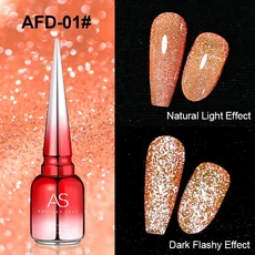 AS 15ml 네온 반사 글리터 젤 매니큐어 슈퍼 플래시 스파클링 세미 퍼머넌트 UV/LED 페인팅 폴리쉬