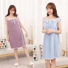 편한똑딱이 샤워가운 극세사 보들보들 리본포인트 67146EA 1(EA), 퍼플