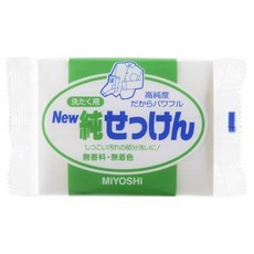 MIYOSHI 日本 高純度 洗衣皂 無色素 無香料 家事皂 強力去污, 1個, MIYOSHI強力去污洗衣皂190g, 190g