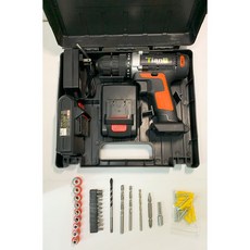 21V 鋰電電鑽充電鑽電動螺絲刀 附工具箱與配件, TianC電鑽21V橘黑 1.5AH雙電, 1個