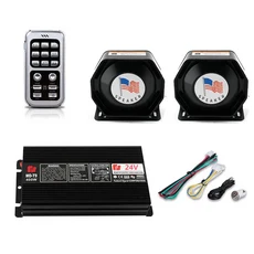 자동차 무선 경찰 사이렌 경보 전자 PA 시스템 소방차 비상 신호 DC 12V 400W 18 톤, [02] Set B, [01] 12V